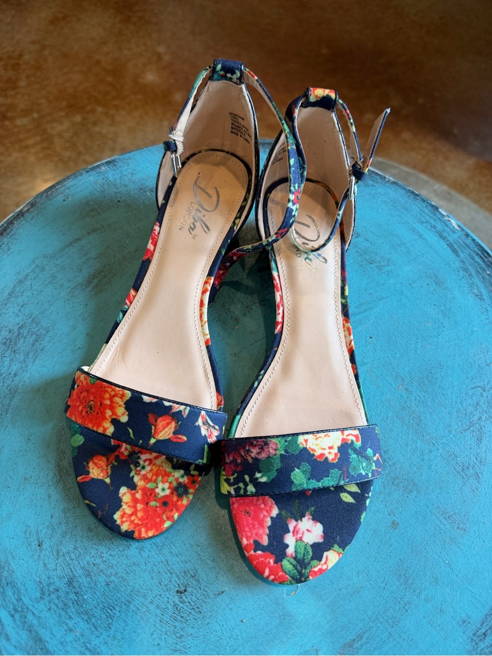 Dollhouse Navy Floral Open-Toe Ankle-Strap Sandals